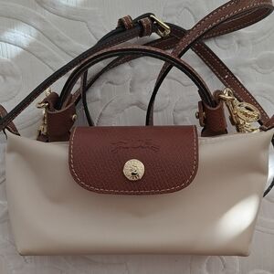 Longchamp Cream and Brown Mini Bag